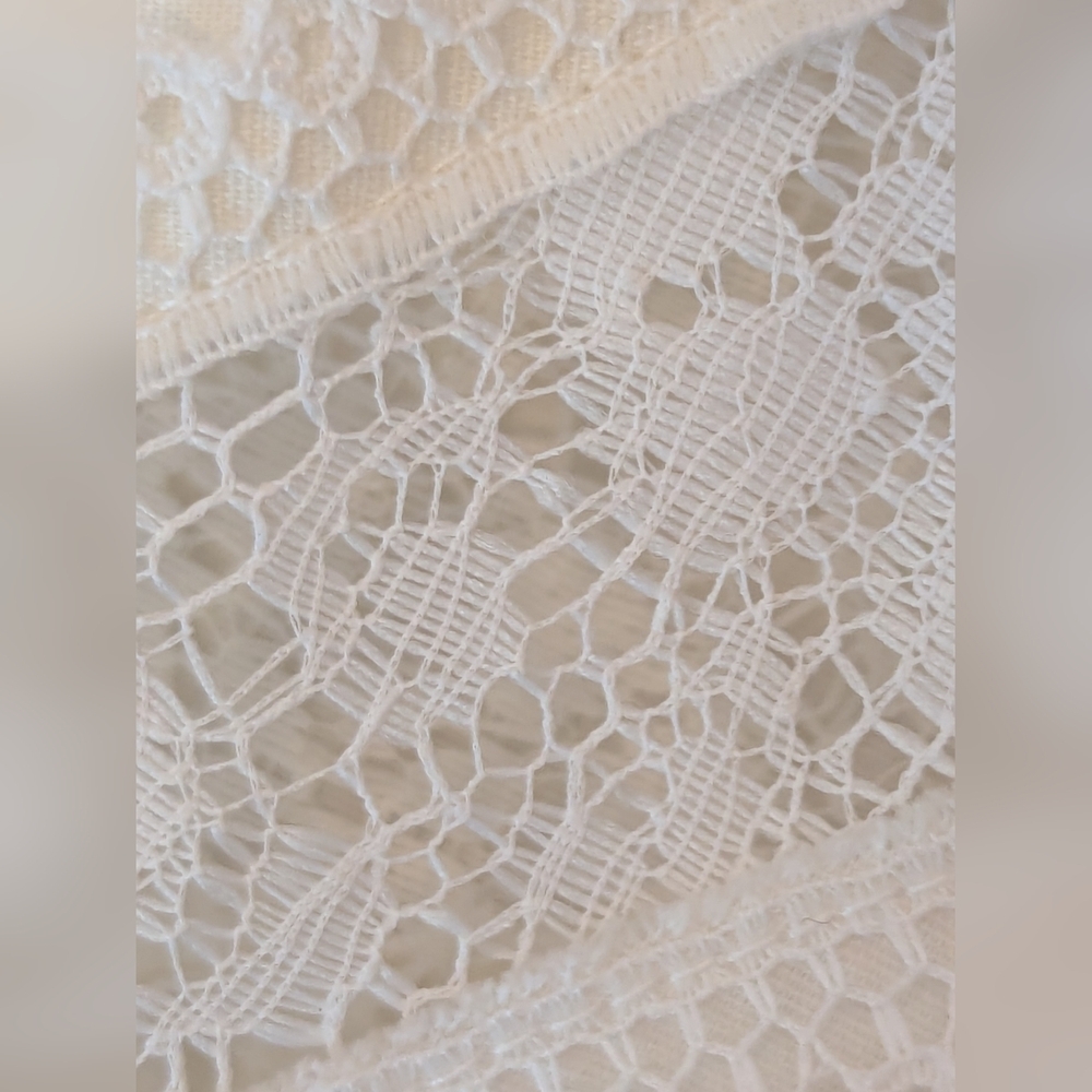 🤍 Vintage S Dress Fairy Prairie Cottage Wedding Cream Lace Puff Sleeves - Picture 11 of 16